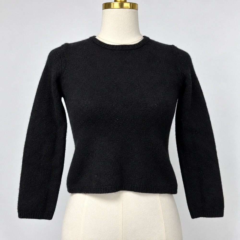 J.Crew 100% Cashmere Sweater Womens L Black‎ Shrunken Felted Cropped Flaw